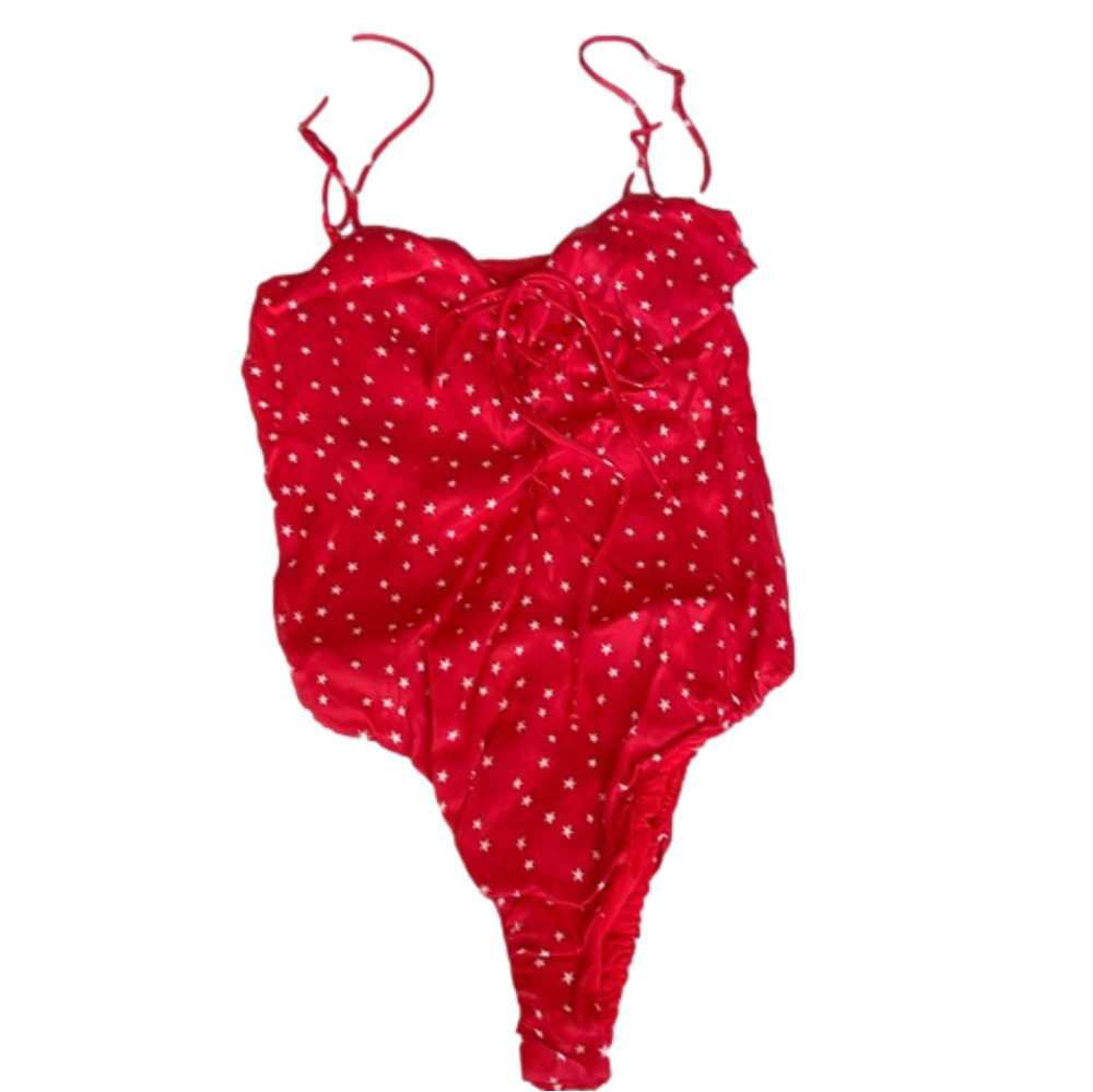 Zara Women's  Red Bodysuit with White Stars